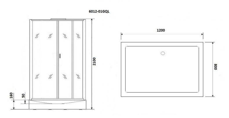 Душевая кабина Niagara Premium NG-6012-01GQL 120х80х210 левая 60120114GQL - 2