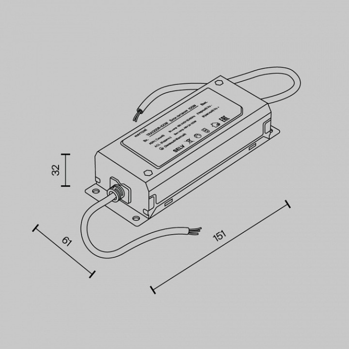 Блок питания с проводом Maytoni Power Supply Parity TRA130DR-100W - 1