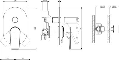 Смеситель для душа Villeroy & Boch Liberty хром  TVS10700200061 - 1