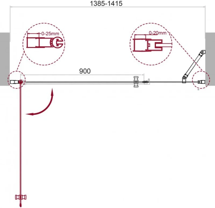 Душевая дверь BelBagno Etna 140 профиль хром  ETNA-B-11-40+100-C-Cr - 4