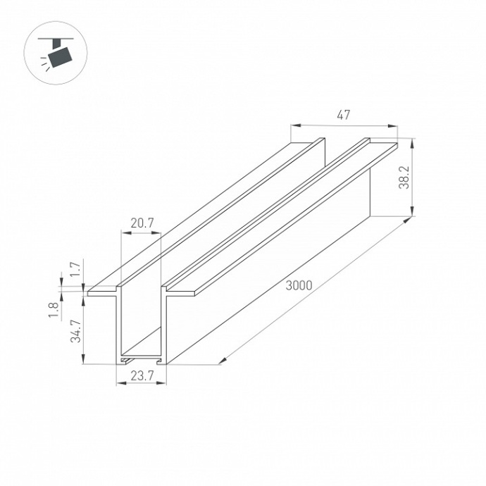 Шинопровод магнитный встраиваемый Arlight Mag-Track-2538-F-3000 033245 - 3