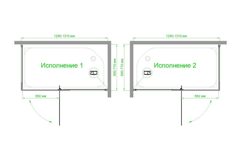 Душевой уголок Royal Bath HPVD 130х70 профиль черный стекло прозрачное RB7130HPVD-T-BL - 3