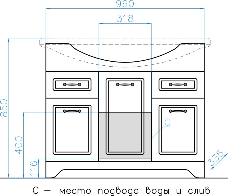 Тумба для комплекта Style Line Олеандр-2 100 Люкс, белая ЛС-00000584 - 10