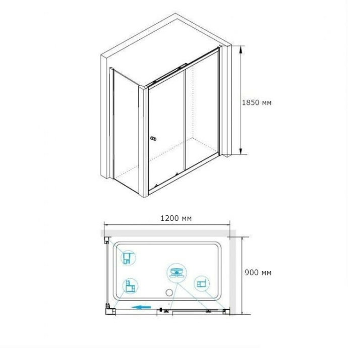 Душевой уголок RGW Classic CL-48-1 120x90 профиль хром стекло прозрачное 320948129-011 - 2