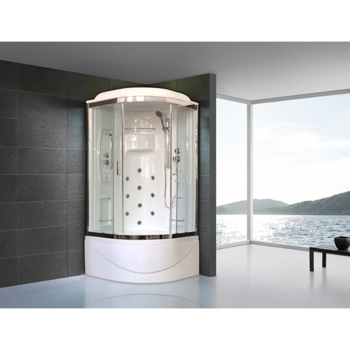 Душевая кабина Royal Bath 90х90 профиль хром стекло прозрачное с гидромассажем RB90NRW-T-CH-P - 1