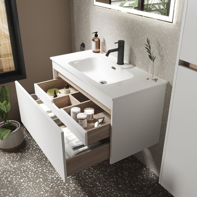 Тумба под раковину подвесная Sancos Smart 120 белая глянцевая SM120-1W - 2
