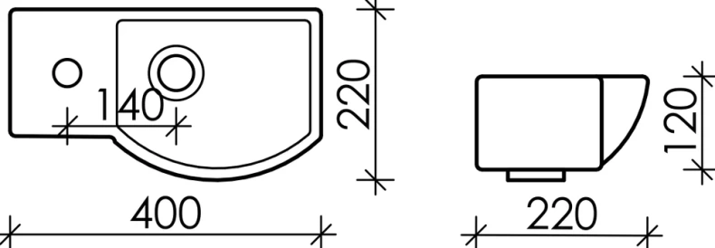 Раковина подвесная Ceramica Nova Element 40х22 белая правая CN6039R - 4