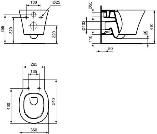 R031001 CЕТ E005401 CONNECT AIR AquaBlade® Подвесной унитаз, E036601 CONNECT AIR Тонкое сидение и крышка, R020467 инсталляция, R0115AA панель смыва - 2