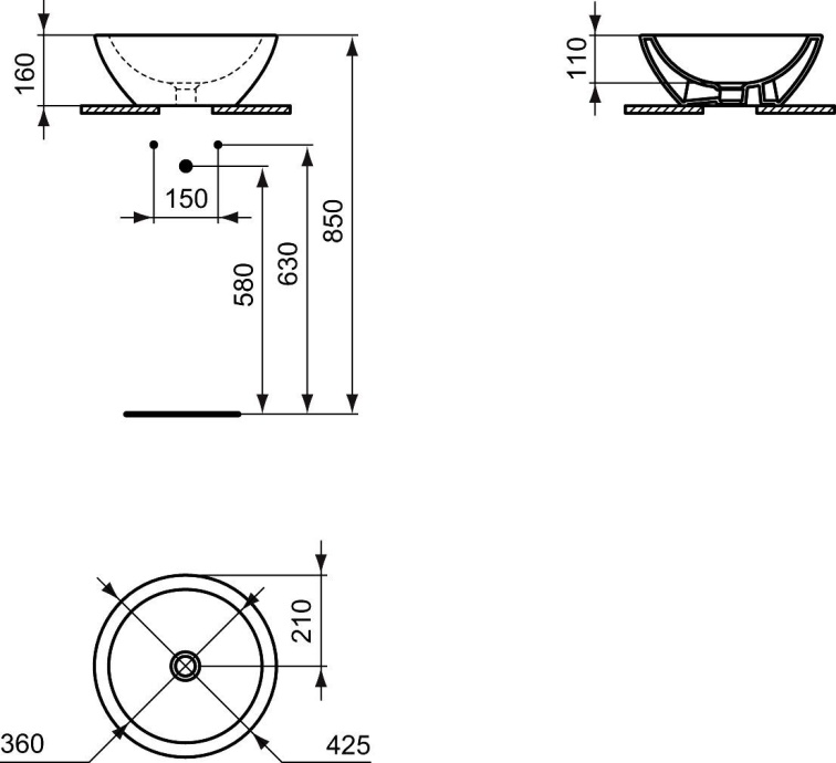 Раковина накладная Ideal Standard Strada 42 белый K078301 - 5