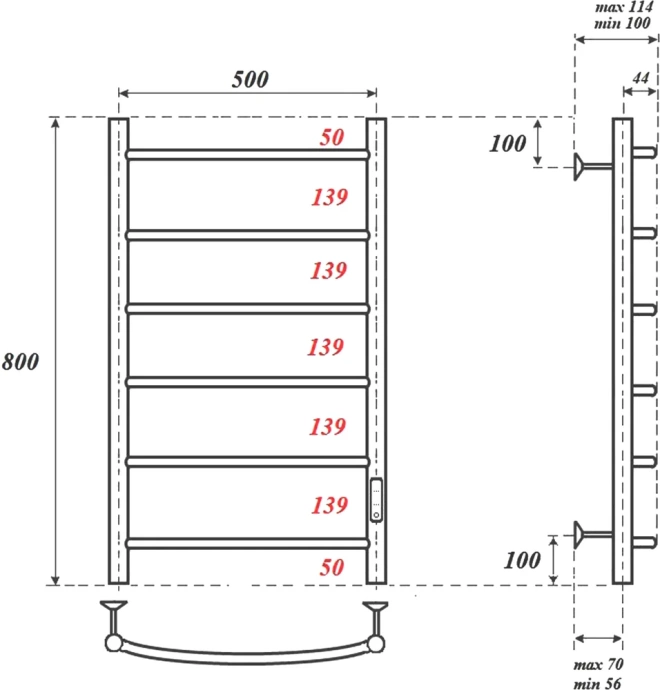 Полотенцесушитель электрический Point Афина 50х80 белый PN04858W - 1