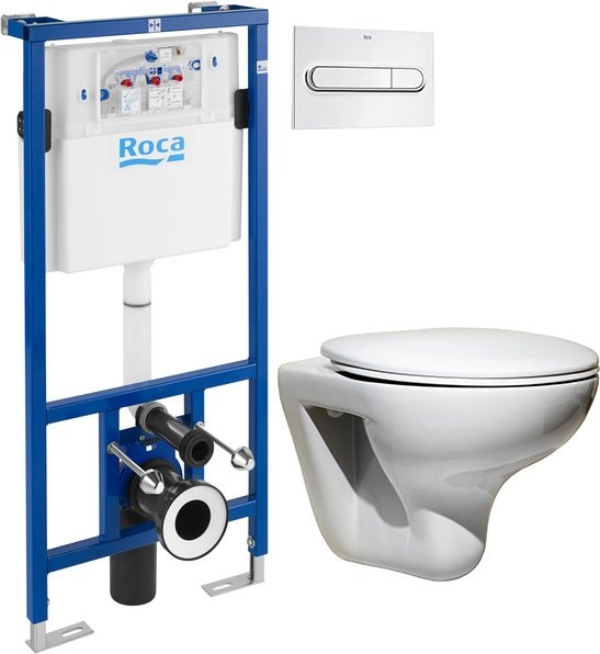 Комплект Система инсталляции для унитазов Roca DUPLO WC 890090020 + Кнопка смыва Roca PL1 Dual хром + Крышка-сиденье Roca Mateo ZRU9302822 - 0