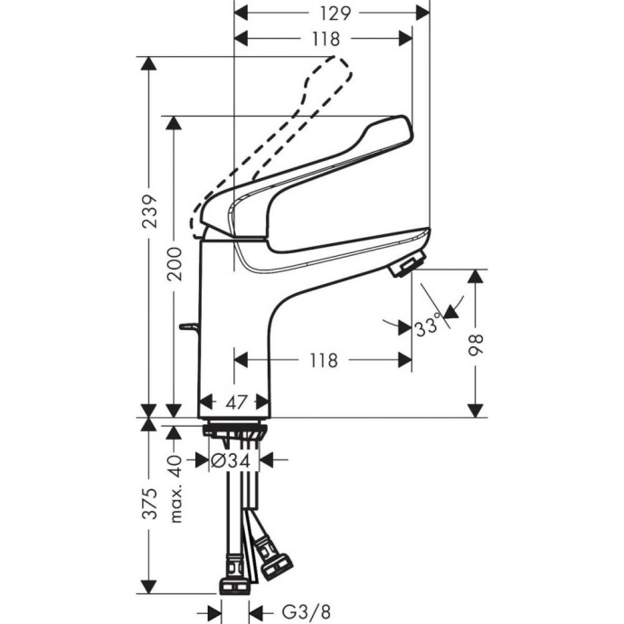 Смеситель hansgrohe Novus для раковины 71921000, удлиненная ручка - 1