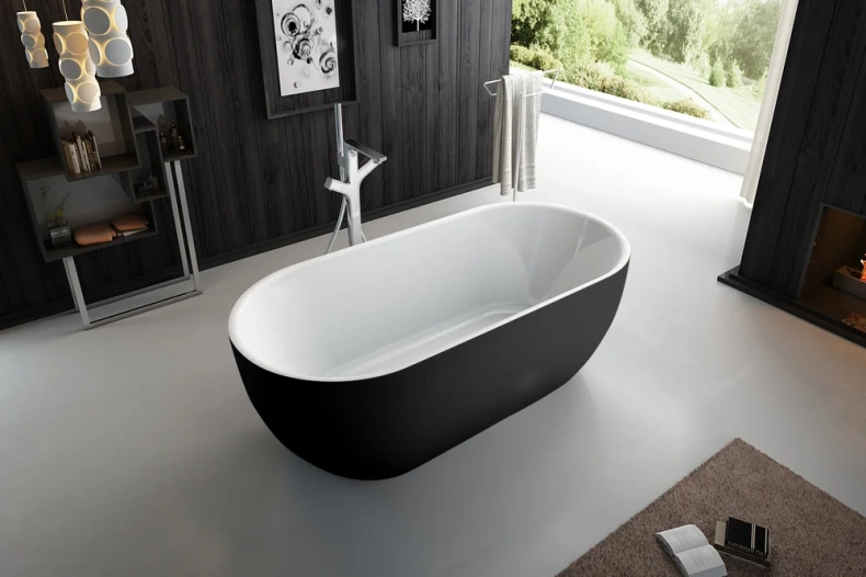 Акриловая ванна BELBAGNO BB70-1700-800-W/NM Белый Глянец внутри, черный матовый снаружи - 3