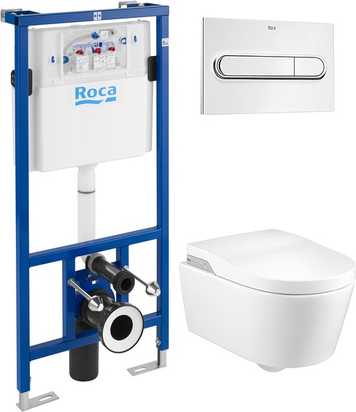 Комплект Система инсталляции для унитазов Roca DUPLO WC 890090020 + Унитаз подвесной Roca Inspira in-wash + Кнопка смыва Roca PL1 Dual хром - 0