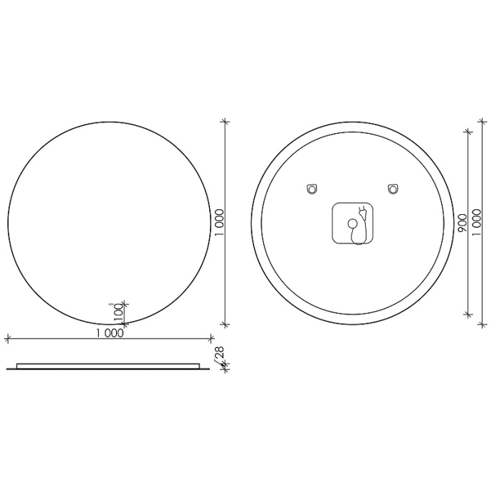 Зеркало Sancos Sfera 100 с подсветкой SF1000 - 2