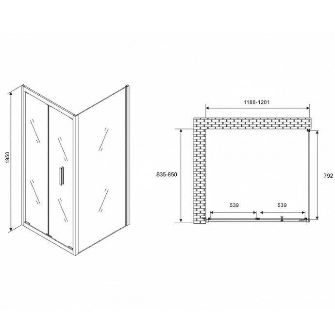 Душевой уголок Abber Sonnenstrand 120х85 хром стекло прозрачное AG07120-S85 - 1