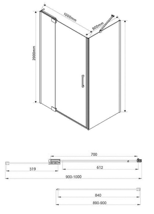 Душевой уголок Vincea Extra 100х90 черный стекло тонированное VSR-1E901090CGB - 1