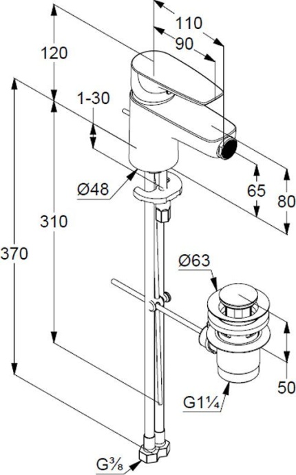 Смеситель для биде Kludi Pure&solid хром  342160575 - 1