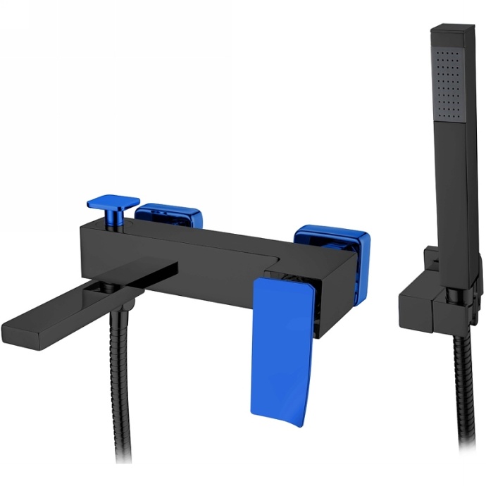 Смеситель для ванны Boheme Q черный - синий 143-BUW.2 - 0