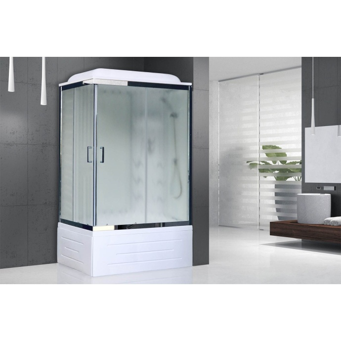 Душевая кабина Royal Bath 120х80 R профиль хром стекло матовое с гидромассажем RB8120BP3-WC-CH-R - 1