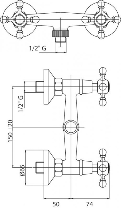 Смеситель для душа Cezares Diamond золото  DIAMOND-DS-03/24-Sw - 2