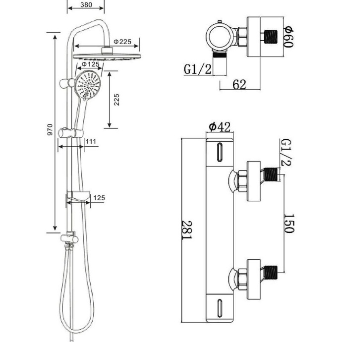 Душевая система Agger Thermo хром глянцевый A2492200 - 3