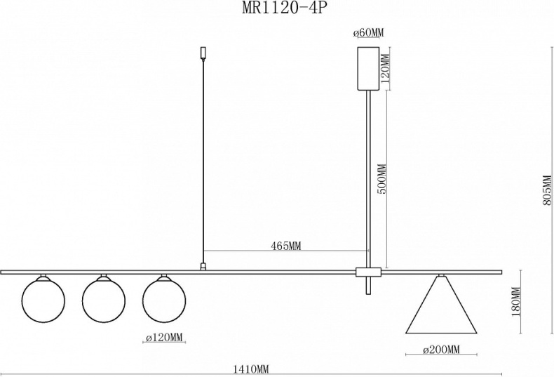 Светильник на штанге MyFar Elena MR1120-4P - 2