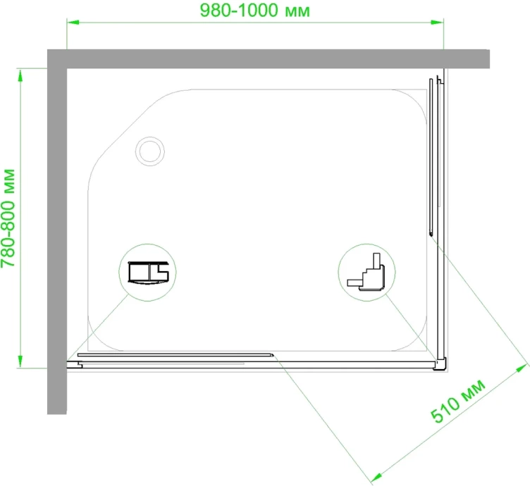 Душевой уголок Royal Bath HPD 100х80 профиль черный стекло матовое RB8100HPD-C-BL - 2