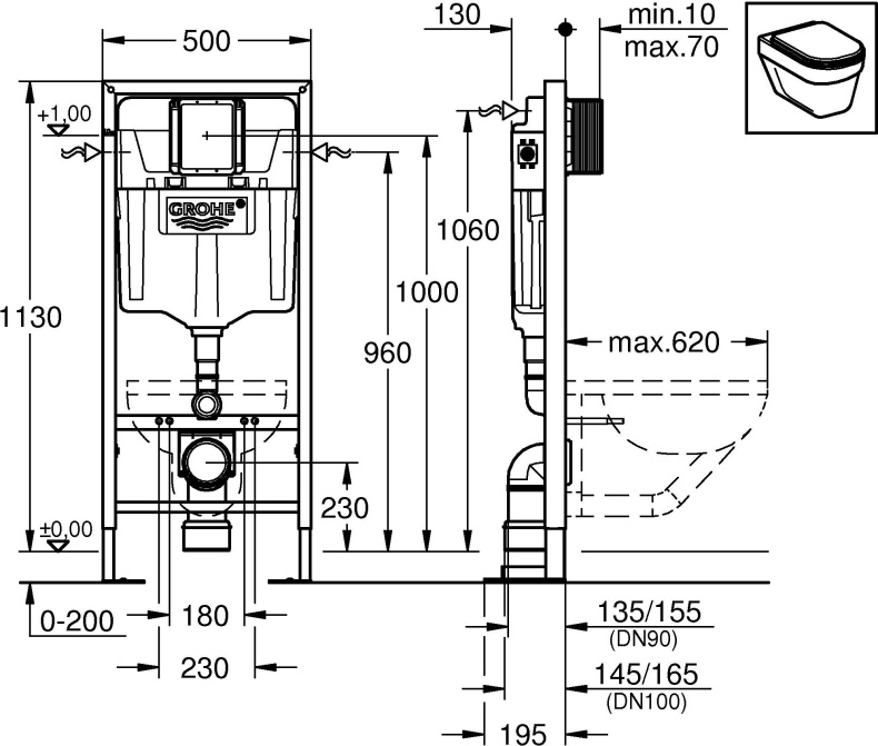 Система инсталляции для унитазов Grohe Rapid SL 38584001 усиленная - 39