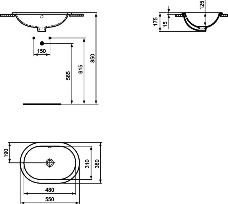 Раковина встраиваемая Ideal Standard Connect 55 белый E504701 - 2
