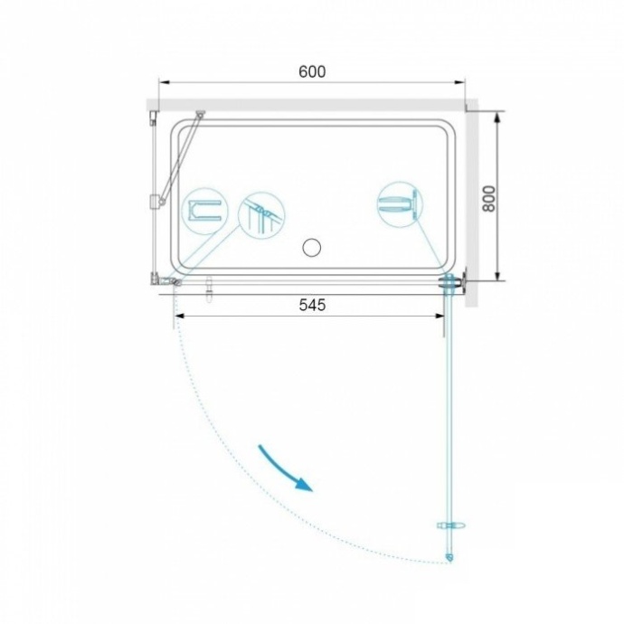 Душевой уголок RGW Hotel HO-045 60х80 профиль хром стекло прозрачное 350604568-011 - 2