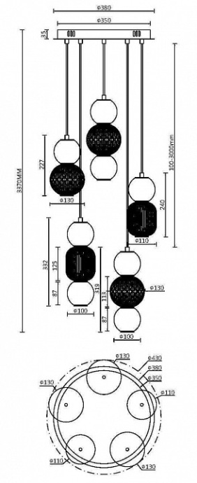 Подвесная люстра Maytoni Drop MOD273PL-L80G3K - 1