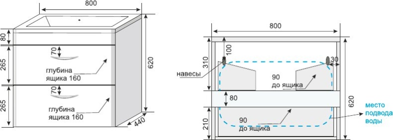 Тумба для комплекта Style Line Каре 80 подвесная, Люкс Plus, белая СС-00002270 - 7