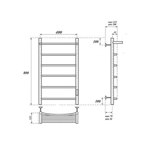 Полотенцесушитель электрический Point Афина 40х80 белый с полкой PN04848PW - 2