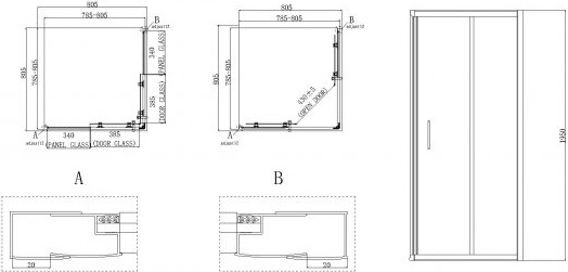 Душевой уголок BelBagno Uno 195 A 2 80 C Cr UNO-195-A-2-80-C-Cr - 2