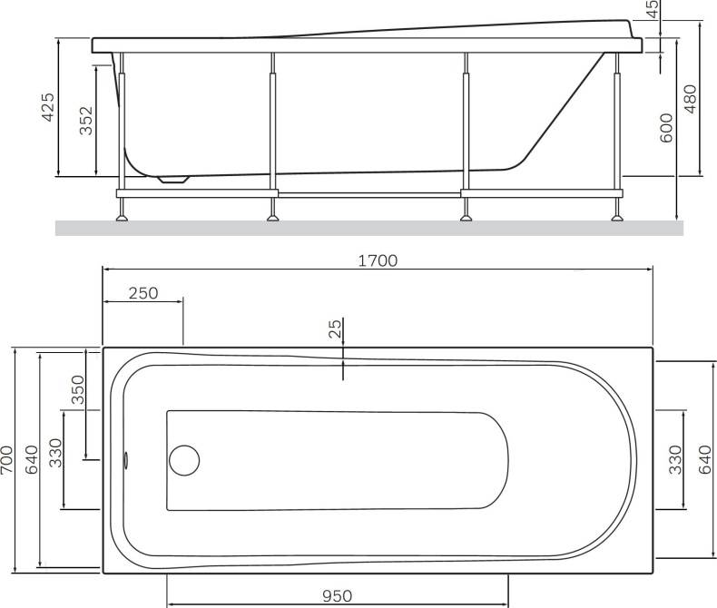 Акриловая ванна AM.PM Like 170x70 W80A-170-070W-A - 6