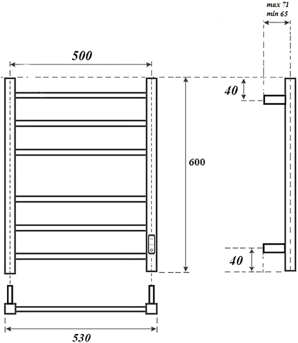 Полотенцесушитель электрический Point Меркурий 50х60 хром PN83856 - 1