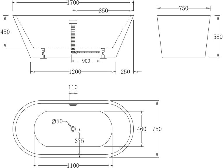 Акриловая ванна BelBagno BB61-1700 - 1