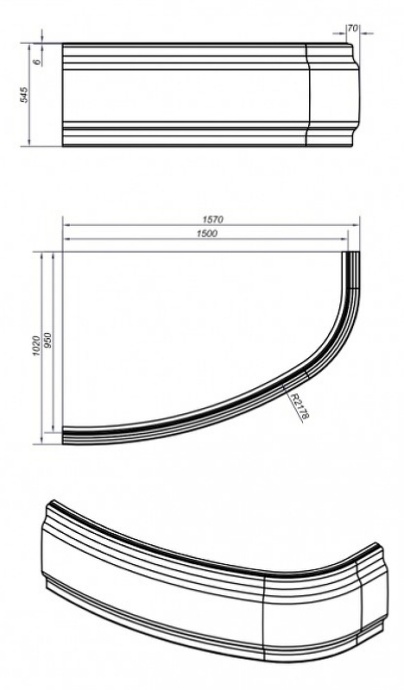 Фронтальная панель для ванны Cersanit Joanna 150 белая 63361 - 2