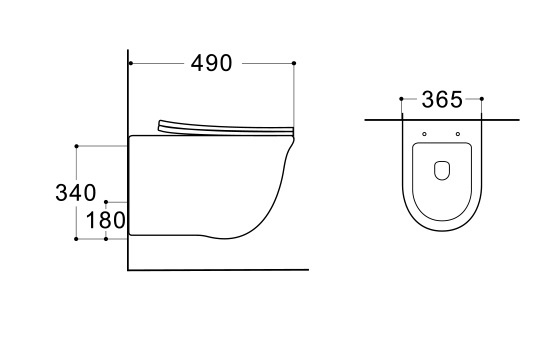 AQ1112-00 КЛАССИК Унитаз подвесной компакт безободковый 490*365*340 - 1