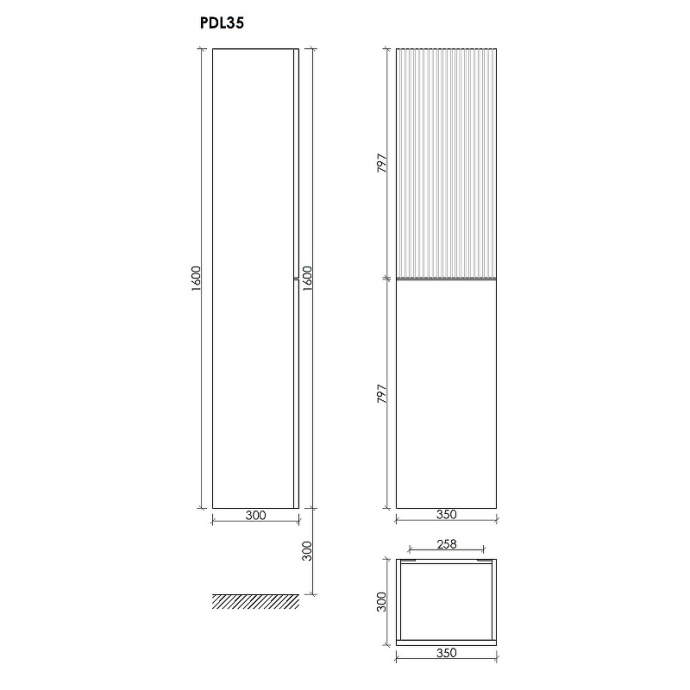 Шкаф-пенал Sancos Delta 35х160 белый - светлое дерево PDL35W - 3