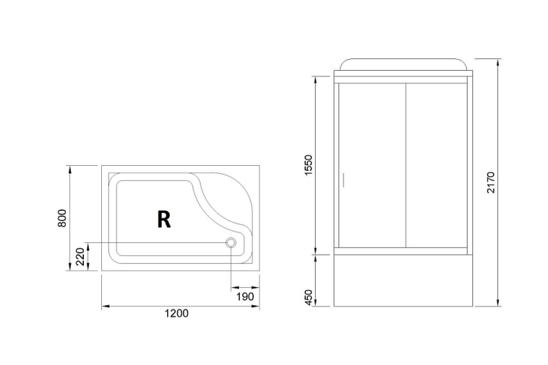 Душевая кабина Royal Bath 120х80 правая хром стекло матовое с гидромассажем RB8120BP2-M-CH-R - 1