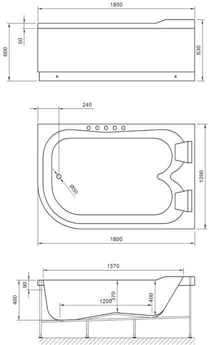 Ванна акриловая Royal Bath Norway 180x120 R белый RB331100SB-R - 2