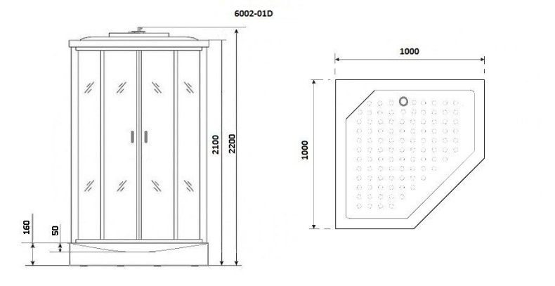Душевая кабина Niagara Premium NG-6002-01D 100х100х220 60020114D - 2