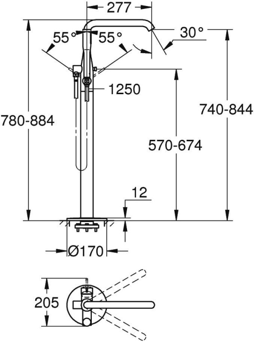 Смеситель Grohe Essence New 23491001 напольный - 4