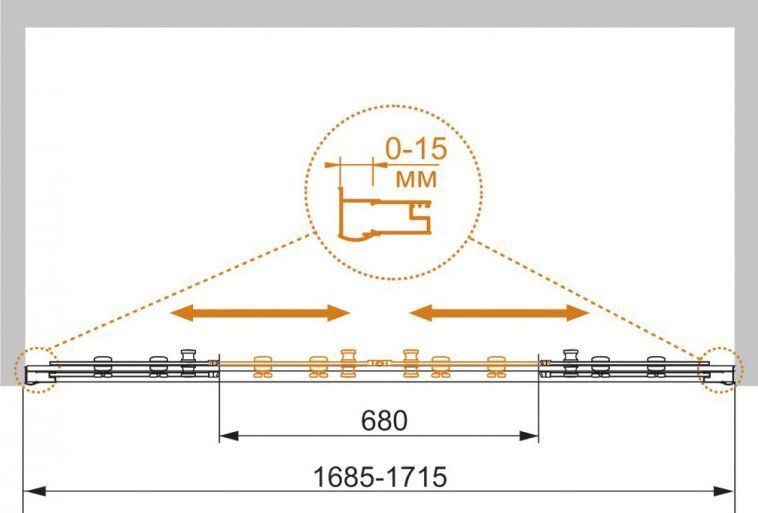 Душевая дверь в нишу Cezares Pratico BF2 170 C Cr PRATICO-BF-2-170-C-Cr - 4