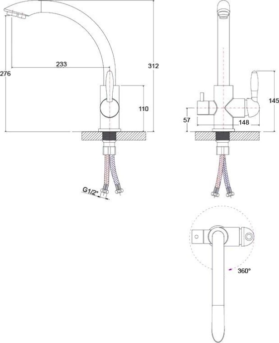 Смеситель Paulmark Essen для кухонной мойки, антрацит Es213001-401 - 1