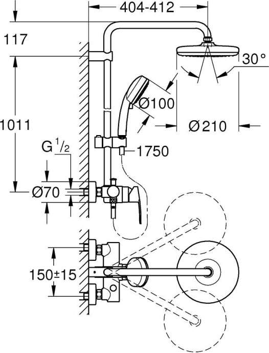 Душевая стойка Grohe Tempesta Cosmopolitan 26224001 - 2