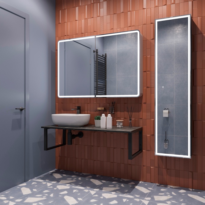 Столешница с раковиной DIWO Элиста 120 чёрный мрамор, с раковиной Moduo 50 Square 555914 - 2