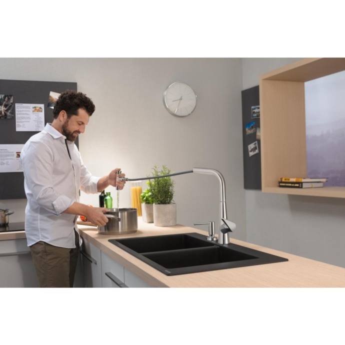 Кухонный смеситель однорычажный, 300, с вытяжным душем, 2jet, sBox Hansgrohe 73867000 - 4